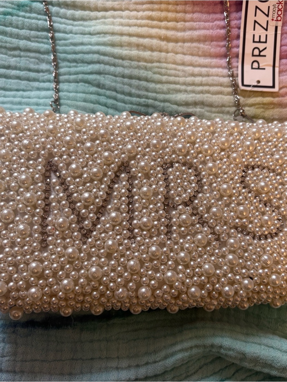 Pearl-Embellished "Mrs" Bridal Evening Clutch in Ivory